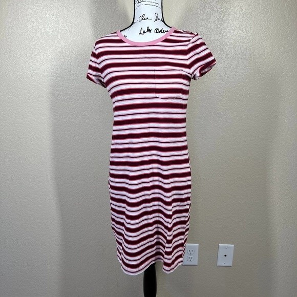 Gap pink dress women striped t shirt dress short sleeve with pocket size S - Picture 5 of 11